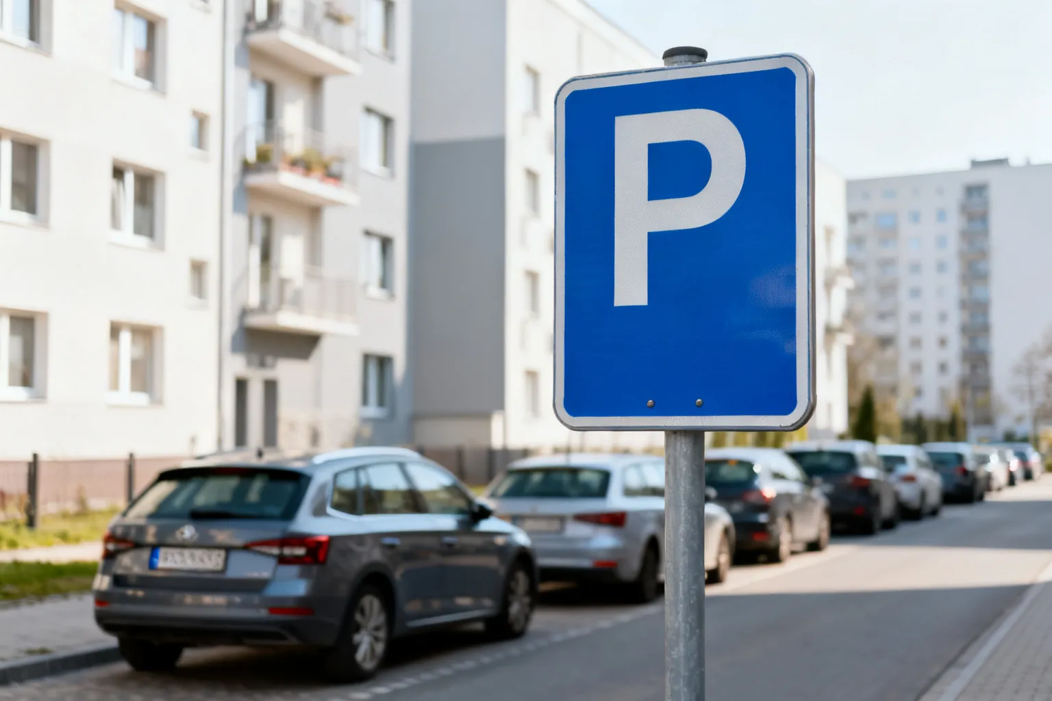 Znak informujący o strefie płatnego parkowania przy wjeździe na ulicę