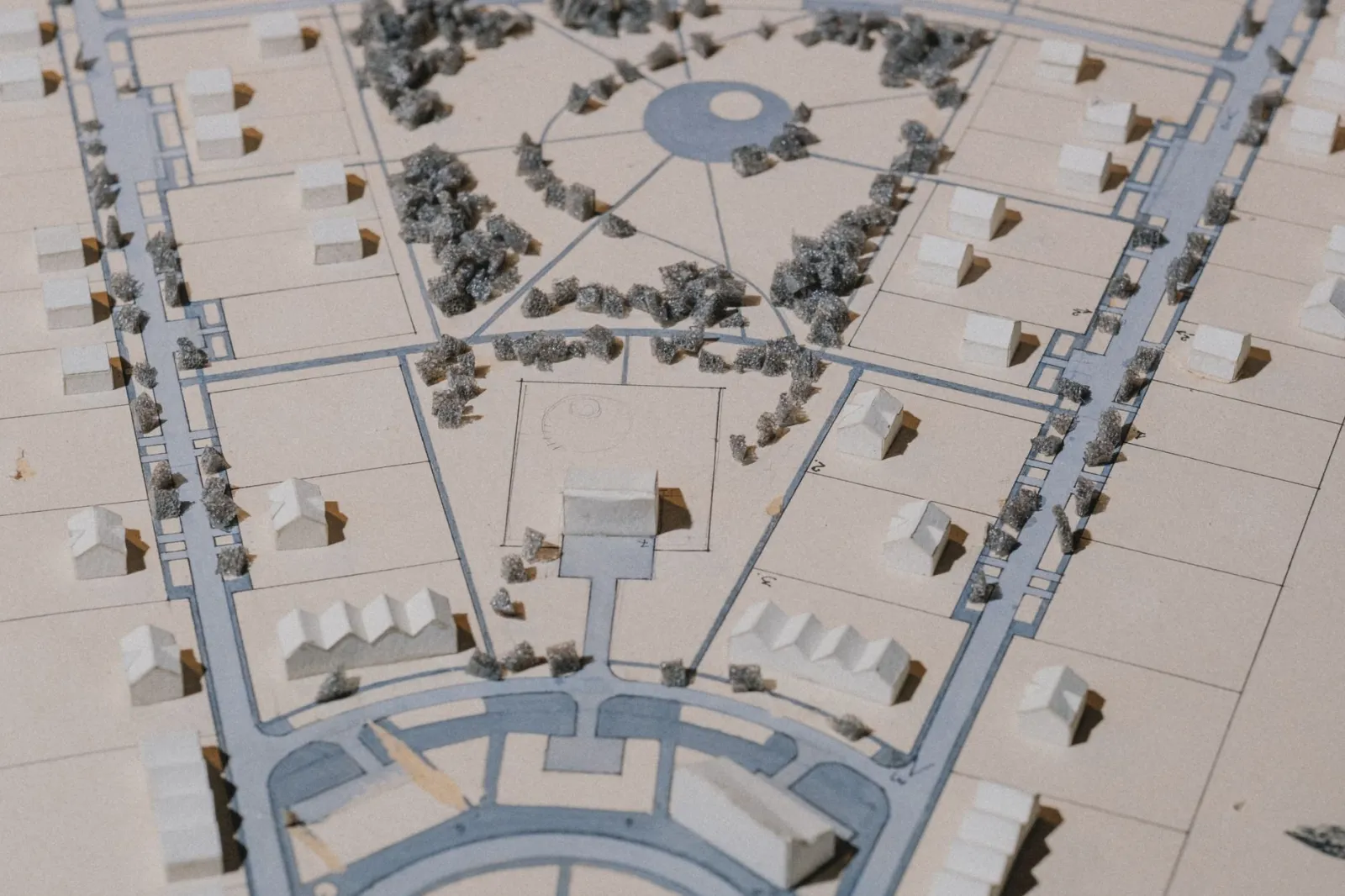 Detailed architectural model showcasing urban planning and spatial design concepts.